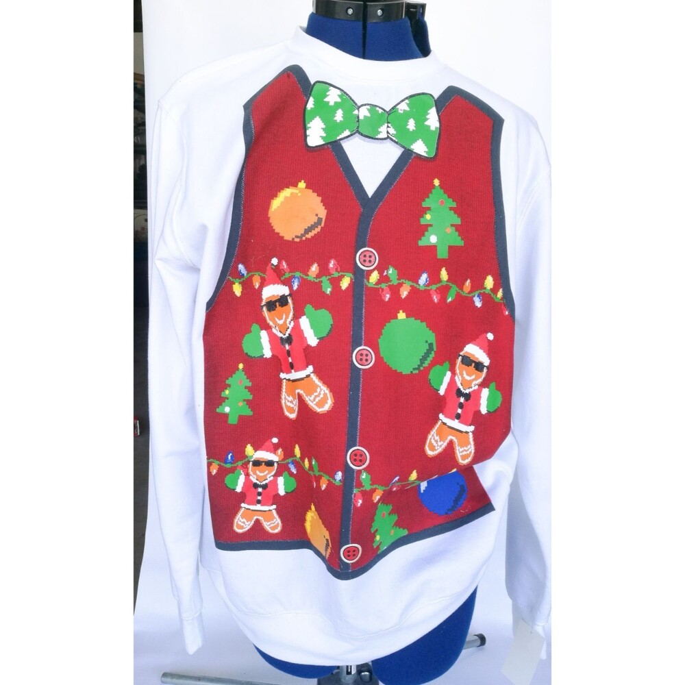 White ugly Christmas sweater men M
